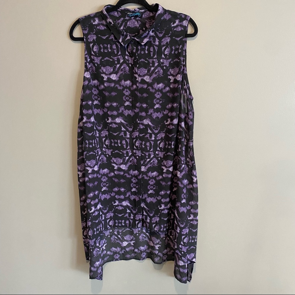 MBLM by Tess Holliday Plus Size Artsy Printed Button Down Longline Tunic
